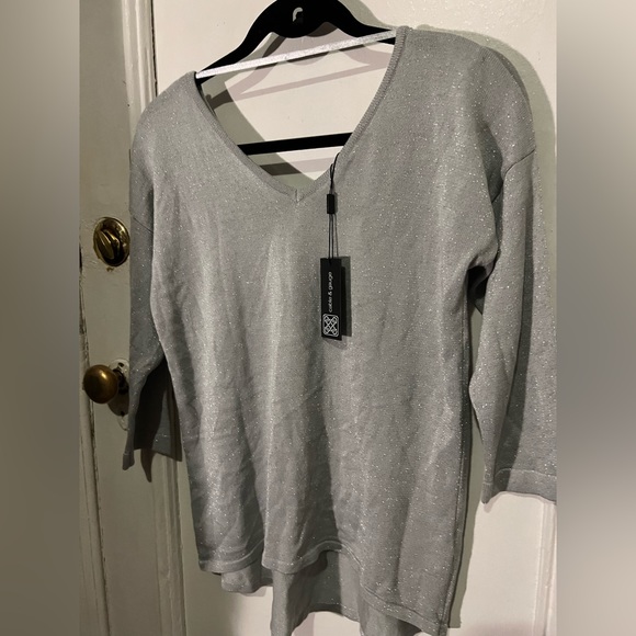 Silver Sparkle knit sweater top grey - Picture 2 of 5